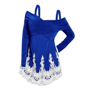 Plus Size Front Criss Cross Applique T-shirt - Blue